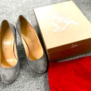Christian Louboutin Grey XO wedges, almost new condition. EU 39 (approx 9 US)